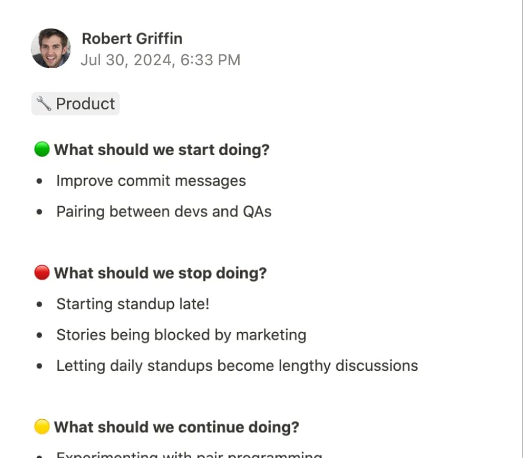 Check-in Template OKR Retrospective