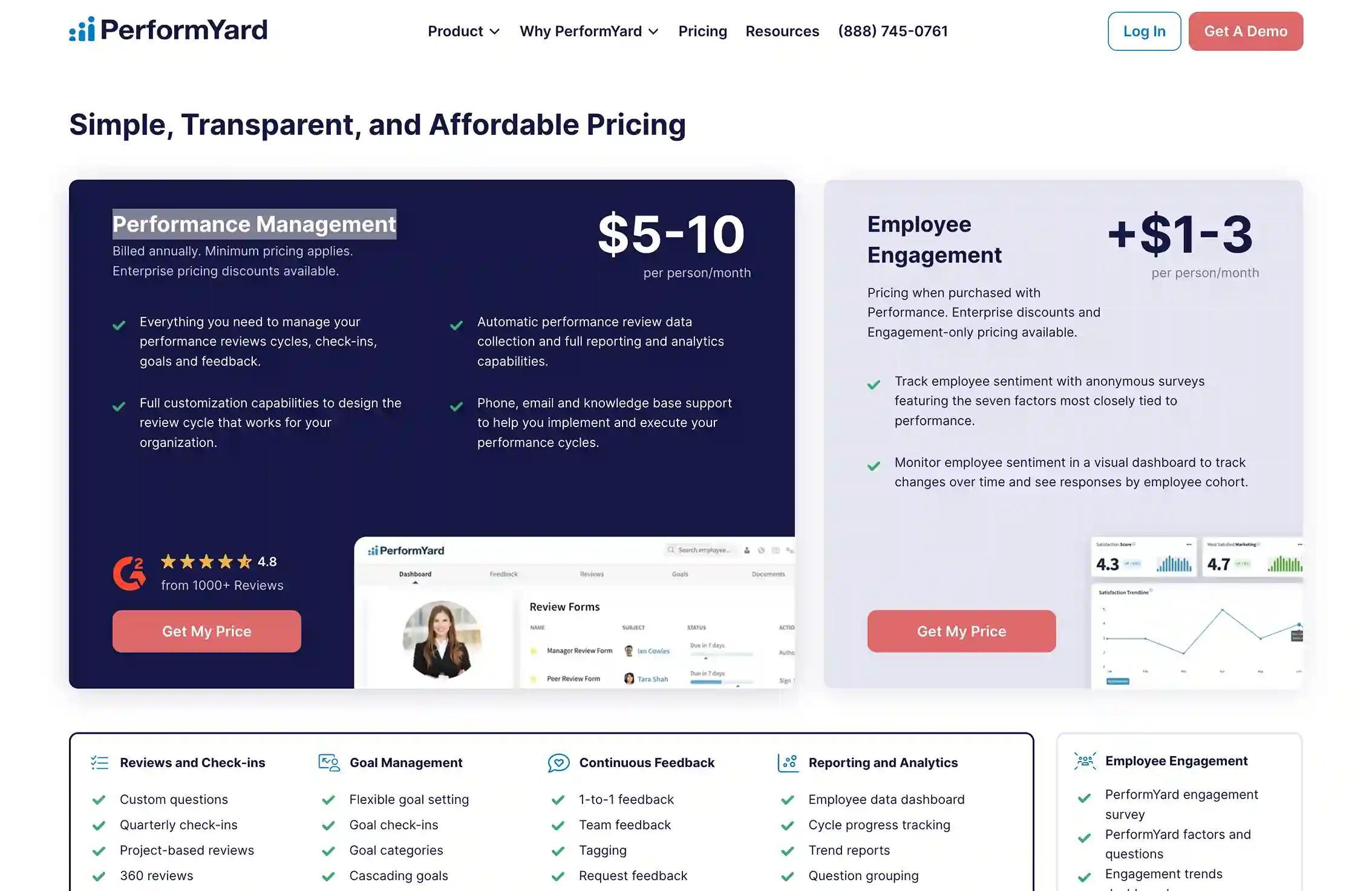 PerformYard software pricing