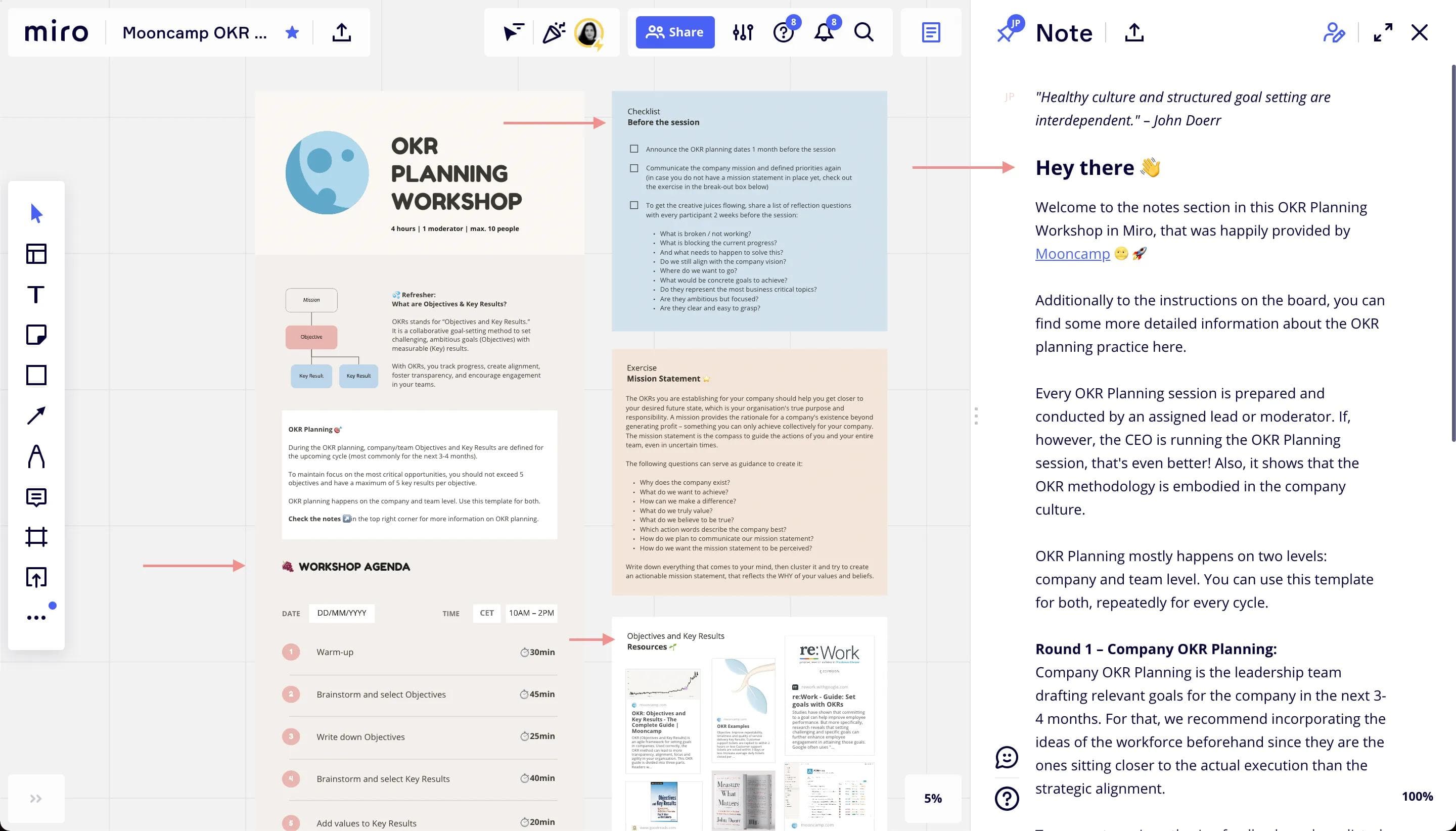 Miro OKR template planning preparation