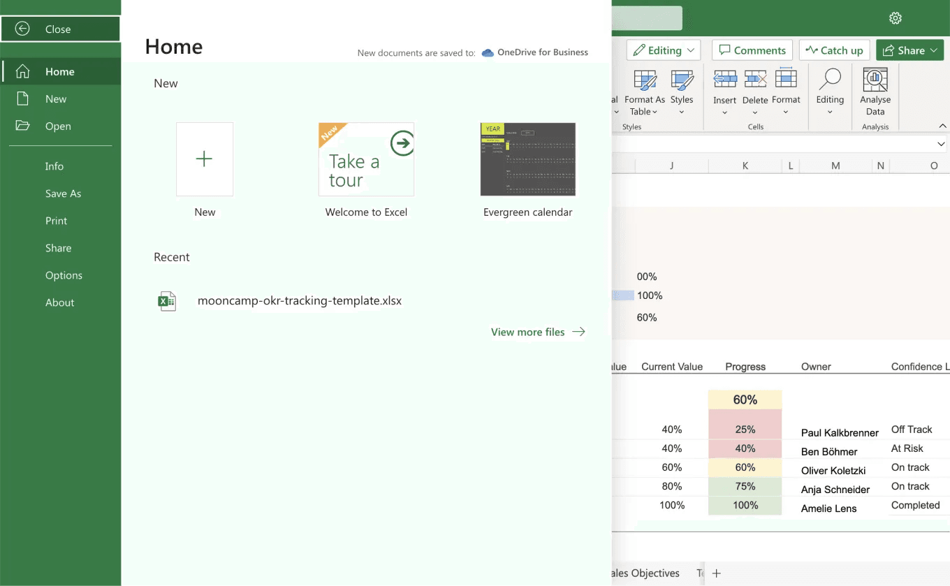 Excel OKR Template runterladen