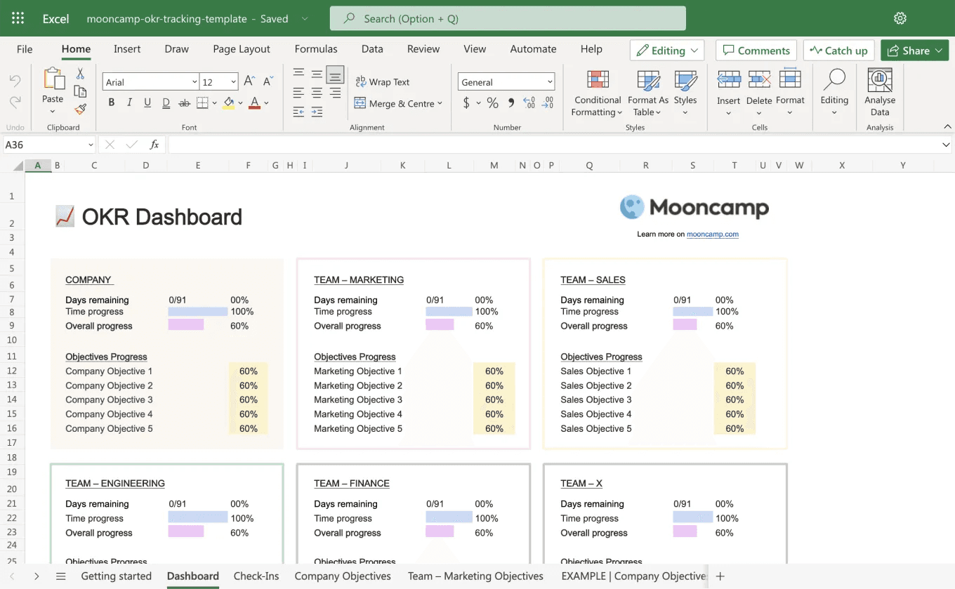 Excel OKR Template Dashboard