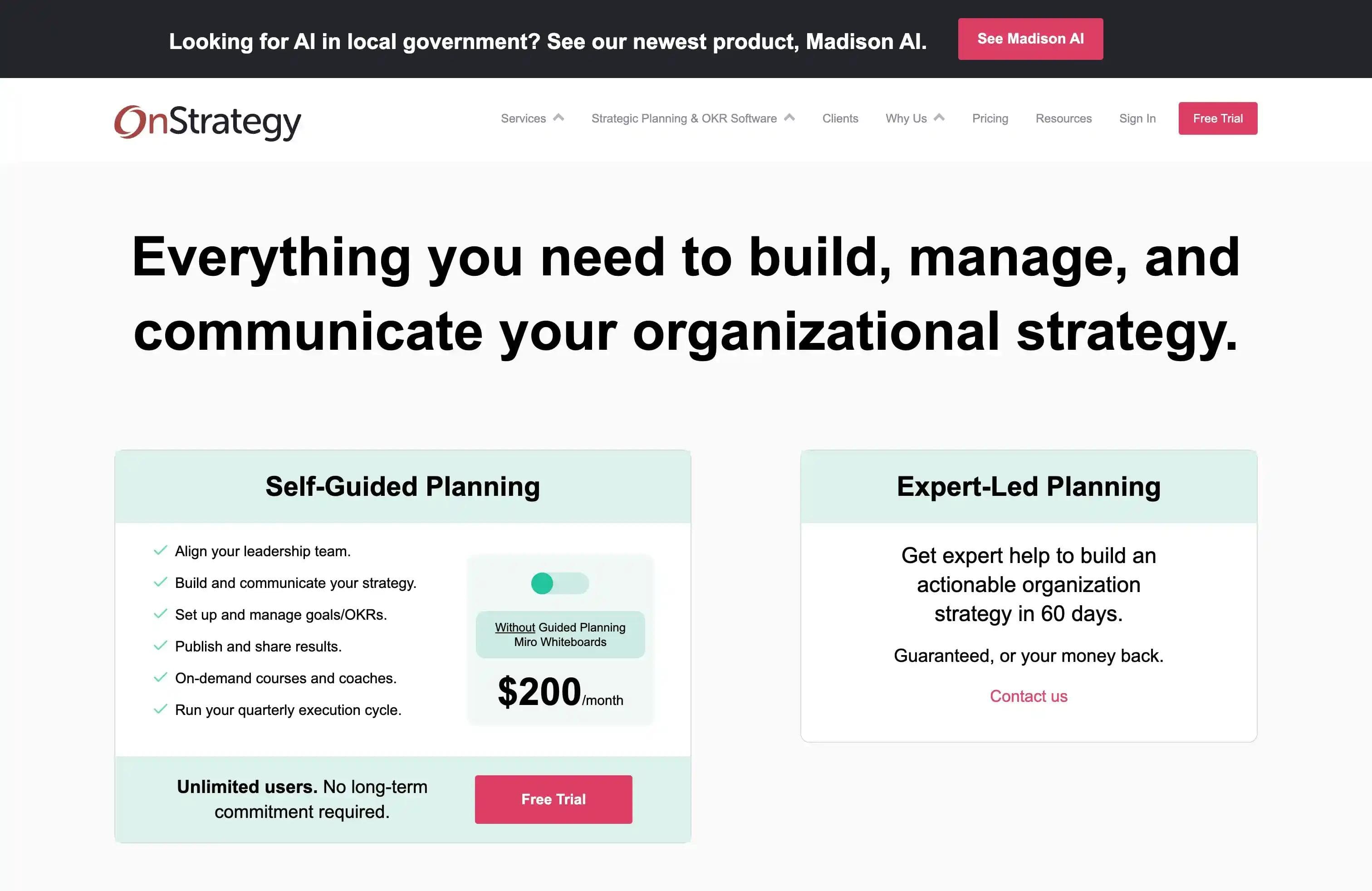 OnStrategy software pricing