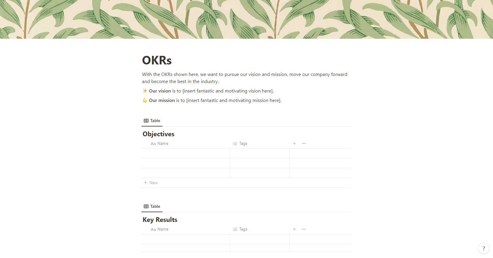 OKRs in Notion Database