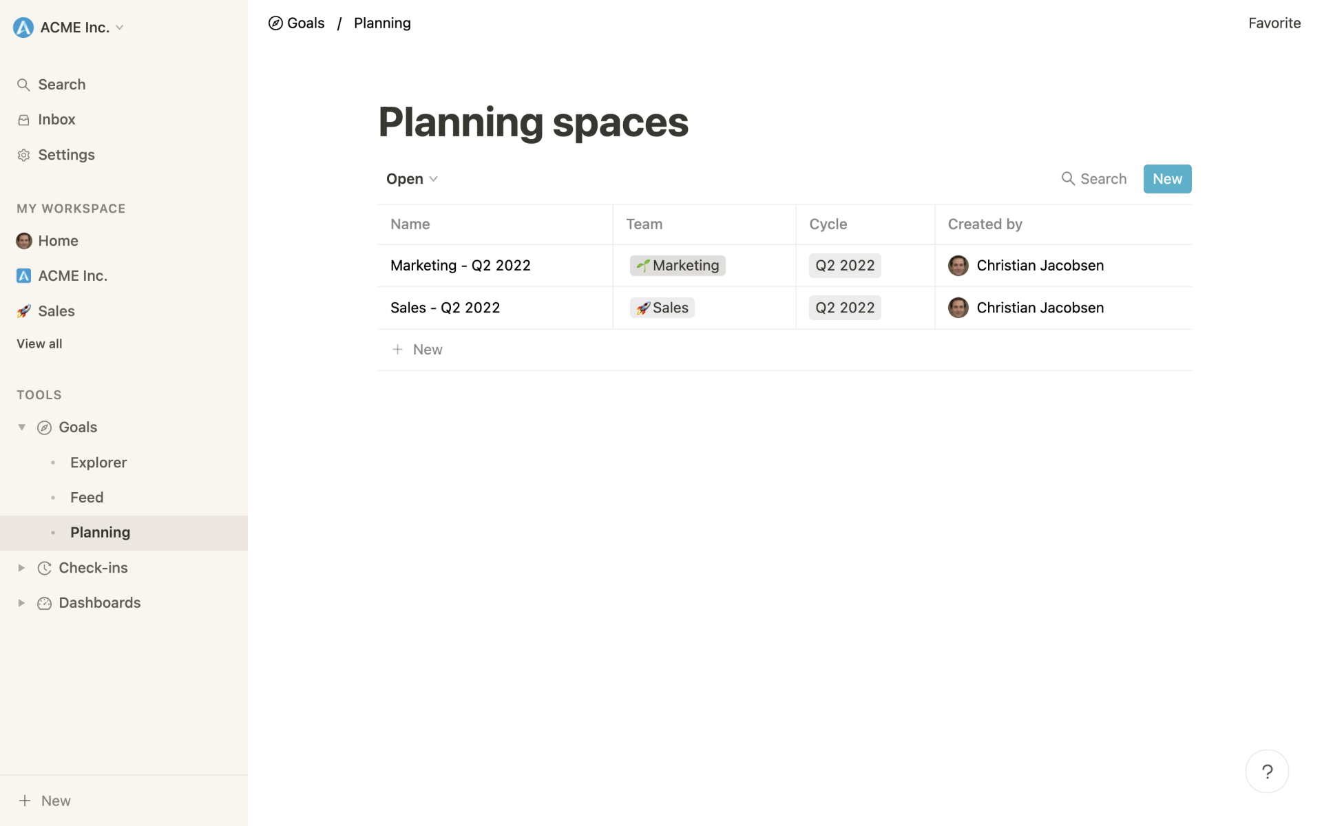 OKR Planning Spaces
